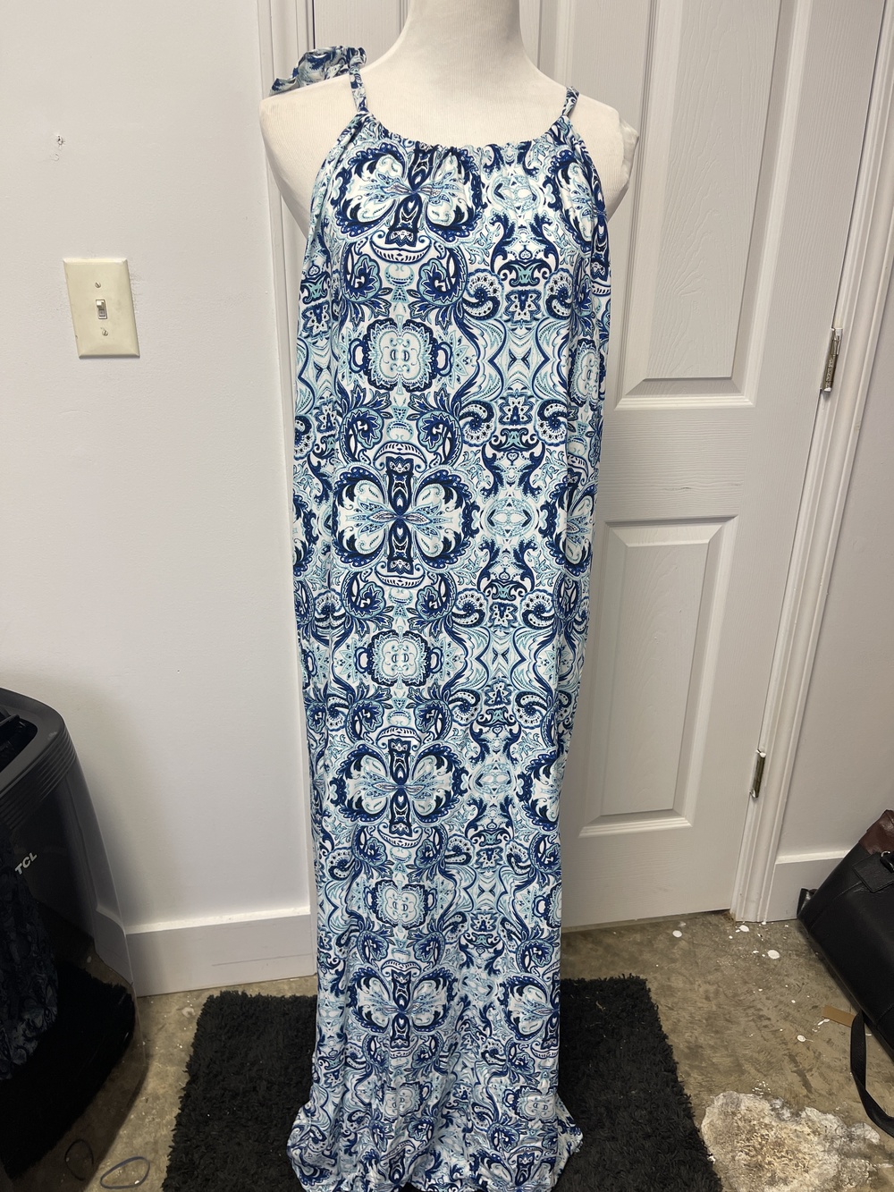 Cremieux Dress Womens XS Aruba Night Paisley Maxi Sleeveless Tie Strap Boho